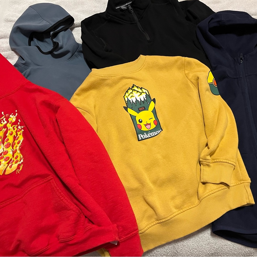 Lot of boys size medium sweaters - Pokemon, gap, old navy, preston the youtuber